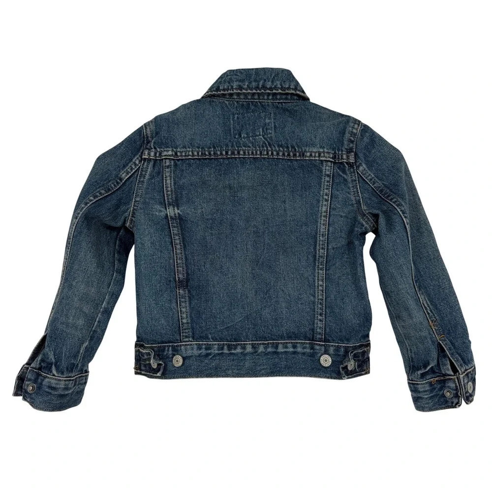 Polo Ralph Lauren Kids Denim Jacket Blue Medium Wash Distressed Trucker Size 5